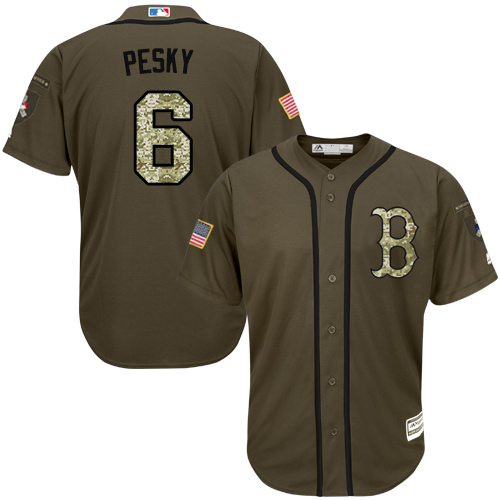 Youth Majestic Boston Red Sox #6 Johnny Pesky Authentic Green Salute to Service MLB Jersey