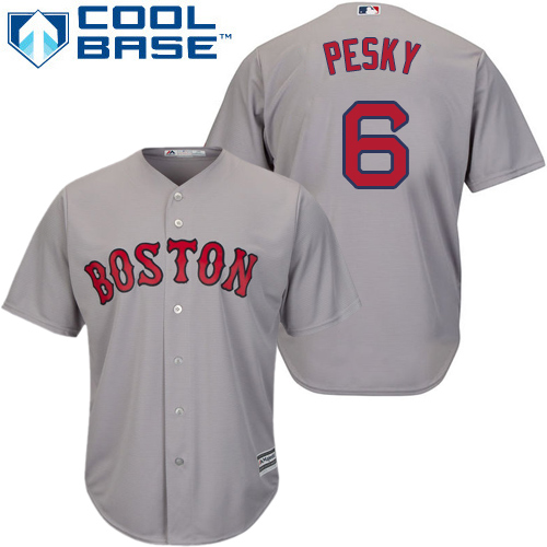 Youth Majestic Boston Red Sox #6 Johnny Pesky Authentic Grey Road Cool Base MLB Jersey