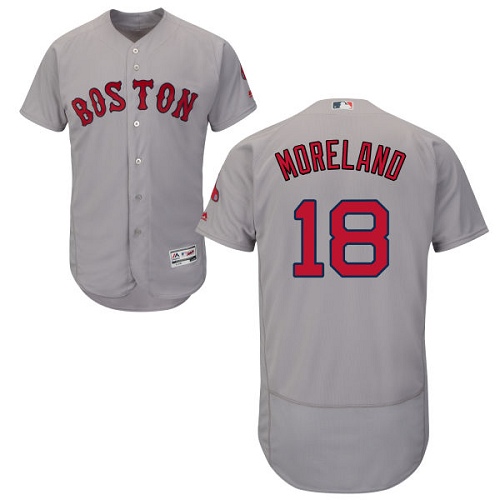 Men's Majestic Boston Red Sox #18 Mitch Moreland Grey Flexbase Authentic Collection MLB Jersey