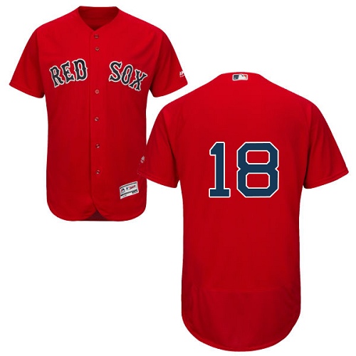 Men's Majestic Boston Red Sox #18 Mitch Moreland Red Flexbase Authentic Collection MLB Jersey