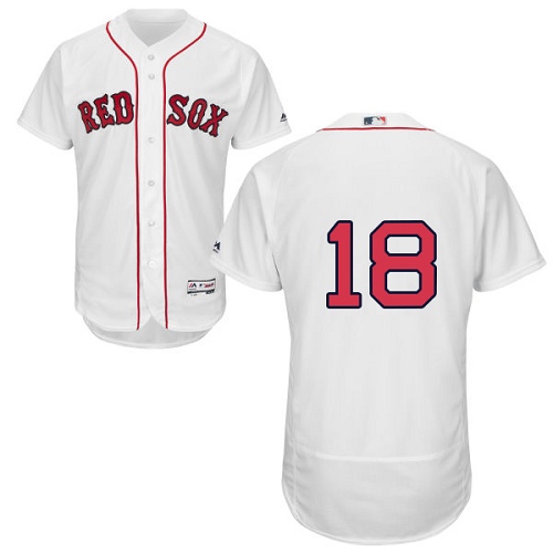 Men's Majestic Boston Red Sox #18 Mitch Moreland White Flexbase Authentic Collection MLB Jersey
