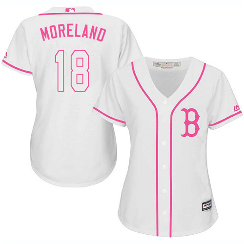 Women's Majestic Boston Red Sox #18 Mitch Moreland Authentic White Fashion MLB Jersey