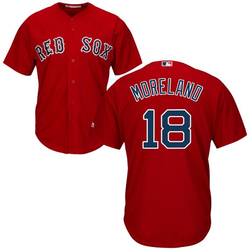 Youth Majestic Boston Red Sox #18 Mitch Moreland Replica Red Alternate Home Cool Base MLB Jersey