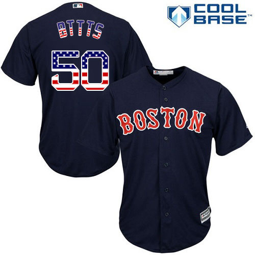 Men's Majestic Boston Red Sox #50 Mookie Betts Authentic Navy Blue USA Flag Fashion Road Cool Base MLB Jersey