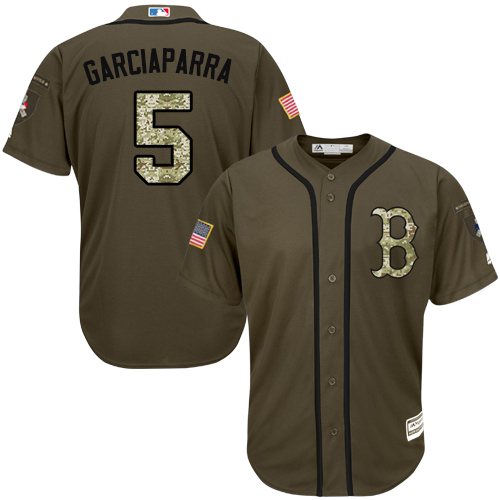 Men's Majestic Boston Red Sox #5 Nomar Garciaparra Authentic Green Salute to Service MLB Jersey