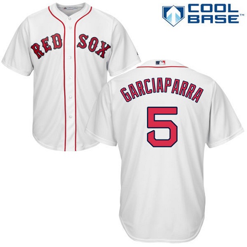 Men's Majestic Boston Red Sox #5 Nomar Garciaparra Replica White Home Cool Base MLB Jersey