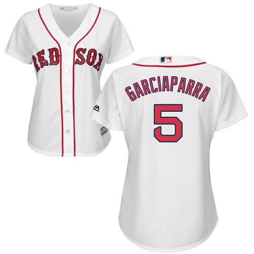 Women's Majestic Boston Red Sox #5 Nomar Garciaparra Replica White Home MLB Jersey
