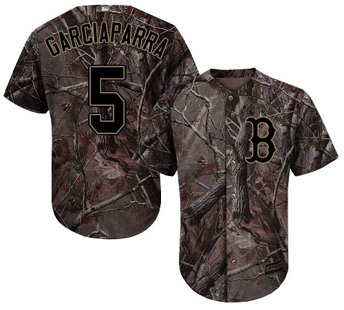 Youth Majestic Boston Red Sox #5 Nomar Garciaparra Authentic Camo Realtree Collection Flex Base MLB Jersey