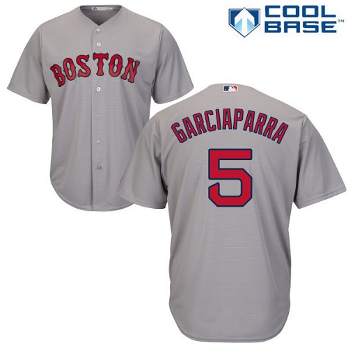Youth Majestic Boston Red Sox #5 Nomar Garciaparra Replica Grey Road Cool Base MLB Jersey