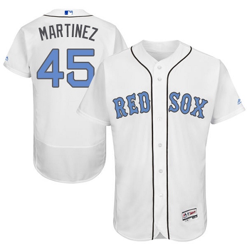 Men's Majestic Boston Red Sox #45 Pedro Martinez Authentic White 2016 Father's Day Fashion Flex Base MLB Jersey