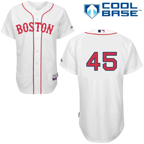 Men's Majestic Boston Red Sox #45 Pedro Martinez Replica White New Cool Base MLB Jersey
