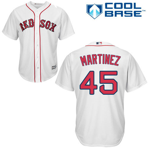 Youth Majestic Boston Red Sox #45 Pedro Martinez Authentic White Home Cool Base MLB Jersey