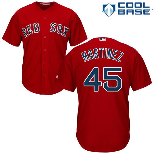 Youth Majestic Boston Red Sox #45 Pedro Martinez Replica Red Alternate Home Cool Base MLB Jersey