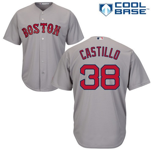 Men's Majestic Boston Red Sox #38 Rusney Castillo Replica Grey Road Cool Base MLB Jersey