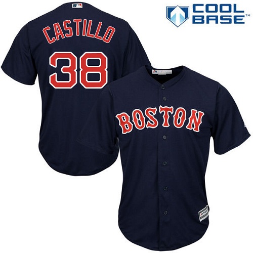 Men's Majestic Boston Red Sox #38 Rusney Castillo Replica Navy Blue Alternate Road Cool Base MLB Jersey