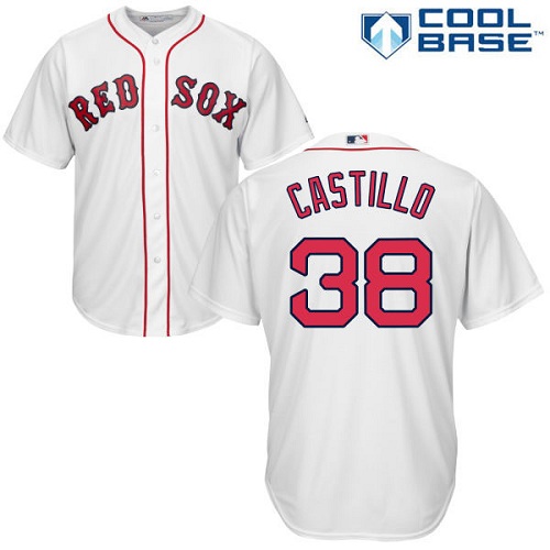 Men's Majestic Boston Red Sox #38 Rusney Castillo Replica White Home Cool Base MLB Jersey