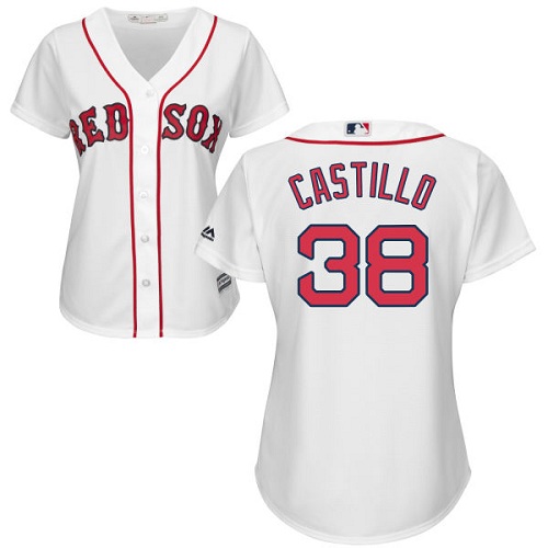 Women's Majestic Boston Red Sox #38 Rusney Castillo Replica White Home MLB Jersey