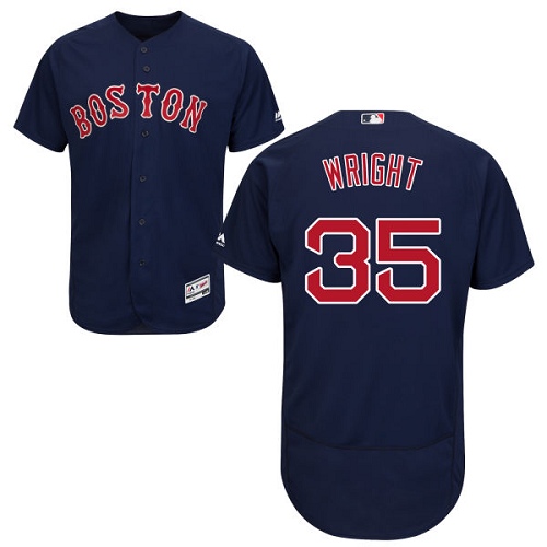 Men's Majestic Boston Red Sox #35 Steven Wright Navy Blue Alternate Flex Base Authentic Collection MLB Jersey