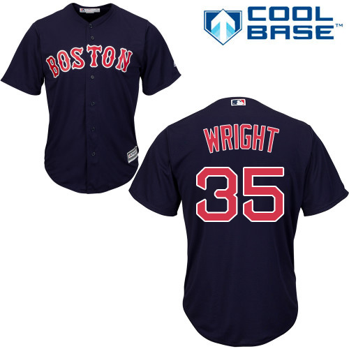 Men's Majestic Boston Red Sox #35 Steven Wright Replica Navy Blue Alternate Road Cool Base MLB Jersey