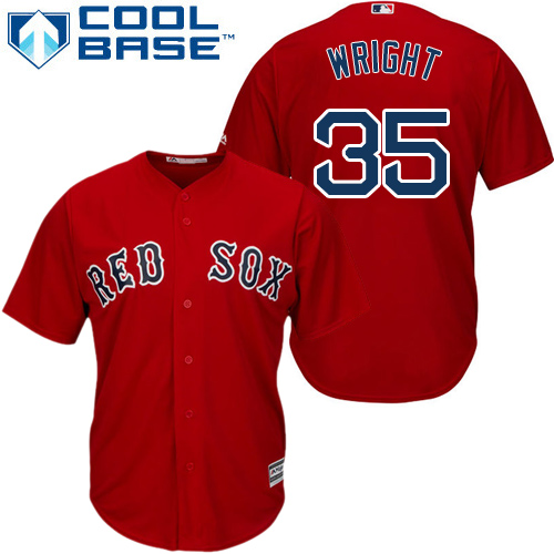 Men's Majestic Boston Red Sox #35 Steven Wright Replica Red Alternate Home Cool Base MLB Jersey