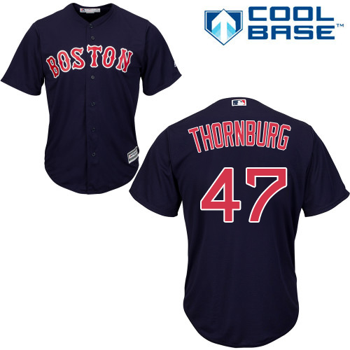 Men's Majestic Boston Red Sox #47 Tyler Thornburg Replica Navy Blue Alternate Road Cool Base MLB Jersey