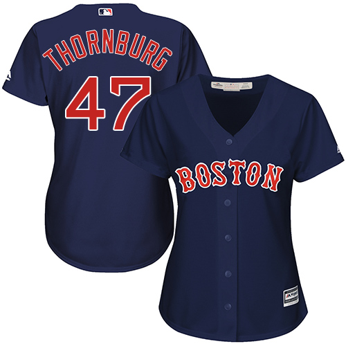 Women's Majestic Boston Red Sox #47 Tyler Thornburg Authentic Navy Blue Alternate Road MLB Jersey