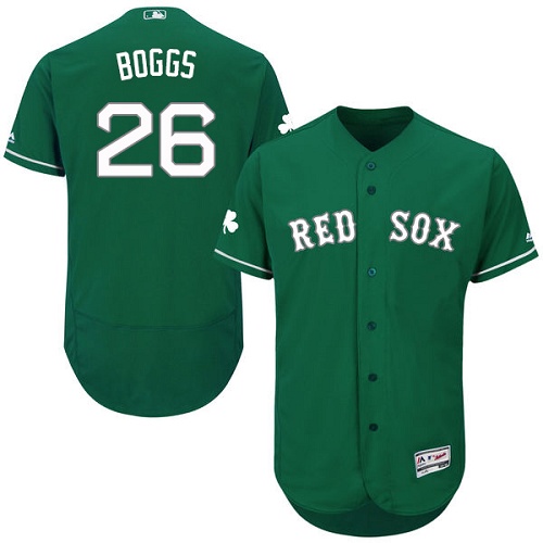 Men's Majestic Boston Red Sox #26 Wade Boggs Green Celtic Flexbase Authentic Collection MLB Jersey