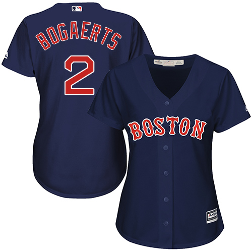 Women's Majestic Boston Red Sox #2 Xander Bogaerts Replica Navy Blue Alternate Road MLB Jersey