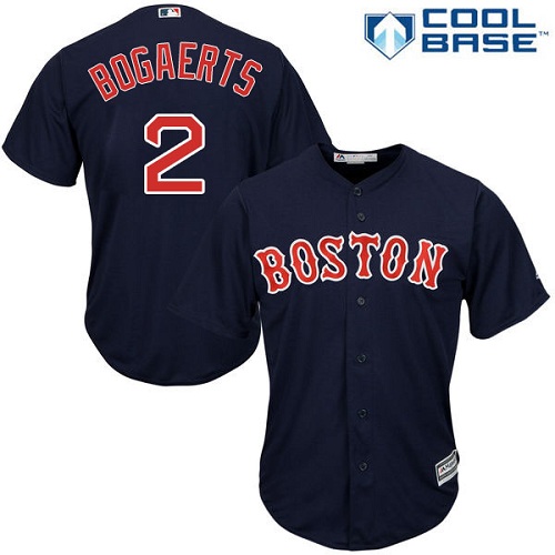Youth Majestic Boston Red Sox #2 Xander Bogaerts Replica Navy Blue Alternate Road Cool Base MLB Jersey