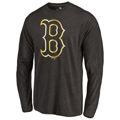 MLB Boston Red Sox Gold Collection Long Sleeve Tri-Blend T-Shirt - Black