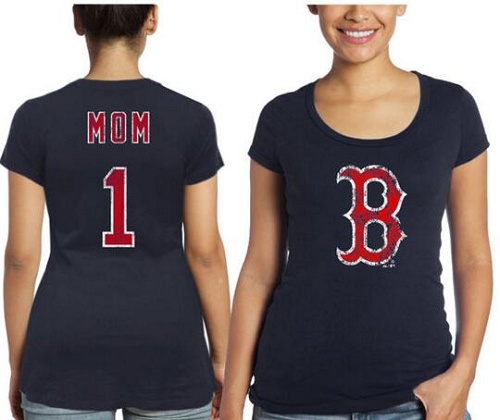 MLB Boston Red Sox Majestic Threads Women's Mother's Day #1 Mom T-Shirt - Navy Blue
