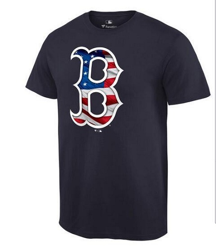 MLB Men's Boston Red Sox Navy Banner Wave T-Shirt